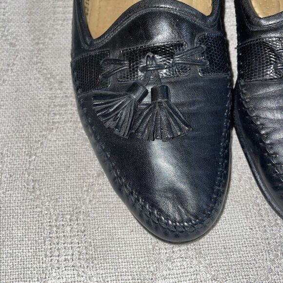 Santoni Italy Men’s Casual Loafers Size 10.5 D Black Leather Going Out Comfort main image 10